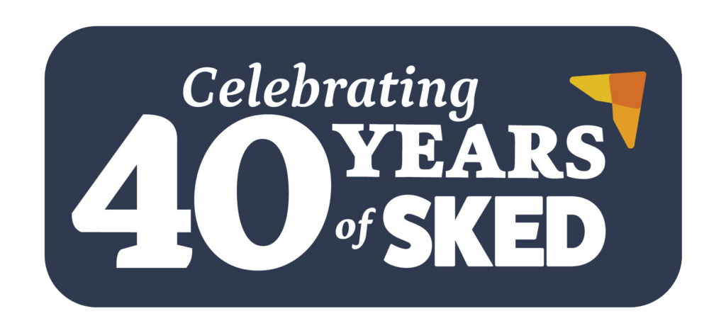 cropped SKED 40th Logo Primary Blue no back